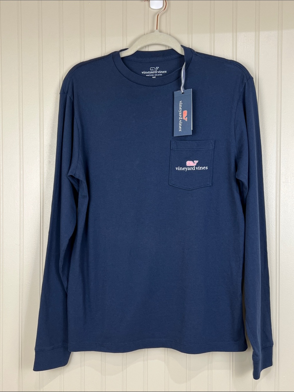 NWT Vineyard Vines 100% Cotton Graphic Pocket Long Sleeve T-Shirt Logo Size XS